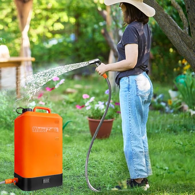 B. TAWD 4.5 Gallon Silicone Water Tank, Portable Camping Shower, USB Battery - Image 4