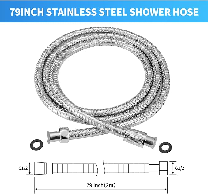 79 Inch Extra Long Stainless Steel Shower Hose - Image 5