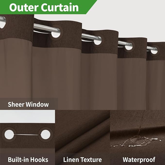 No Hooks Needed Linen Textured Shower Curtain - Image 3
