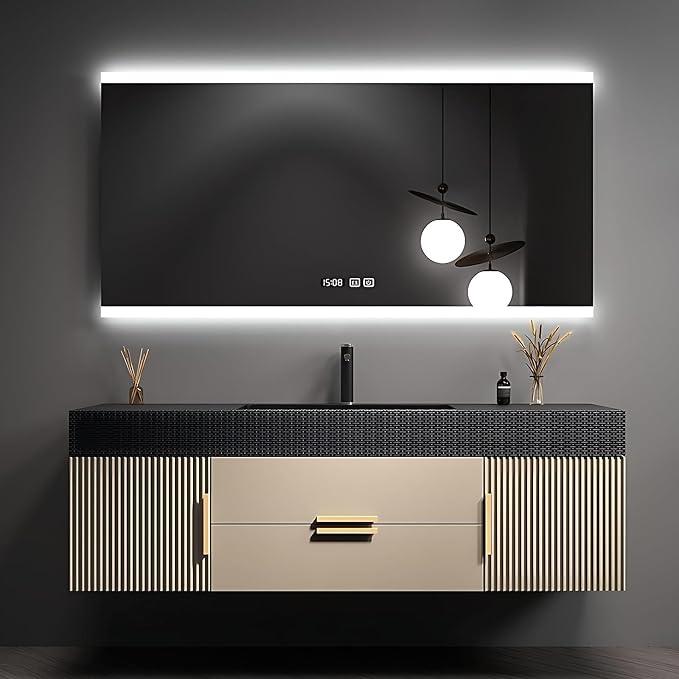 36" Bathroom Vanity with Single Sink, Floating Bathroom Vanities with LED Smart by LUTHXAY