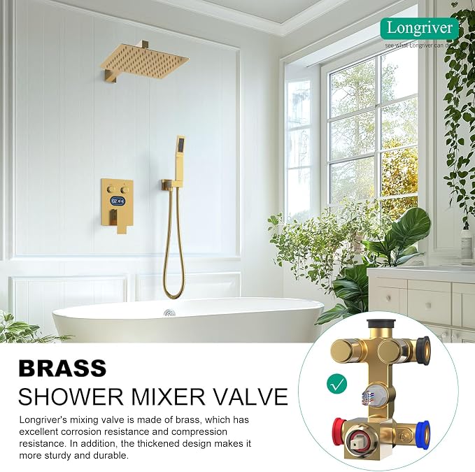 Push Button Diverter Shower Faucet Set Hydro Power Temperature Display - Image 6