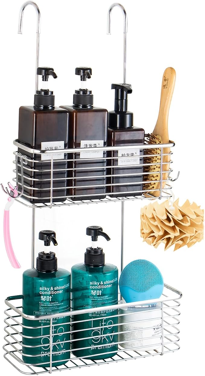 YQh Stainless steel double-layer shower rack, shower room hanging bathroom by YQh
