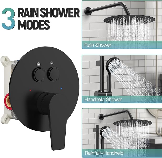 SR SUN RISE Matte Black Shower Faucet Set - Image 3