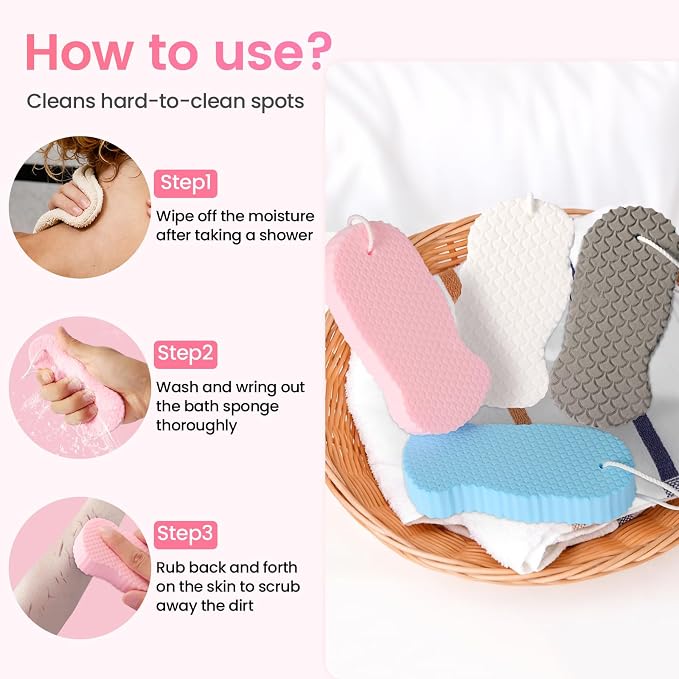 4 PCS Magic Exfoliating Bath Sponge, 3D Super Soft Exfoliating Body Scrubber - Image 4