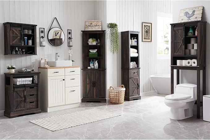 OKD Over The Toilet Storage Cabinet, Farmhouse Storage Cabinet Over Toilet - Image 3