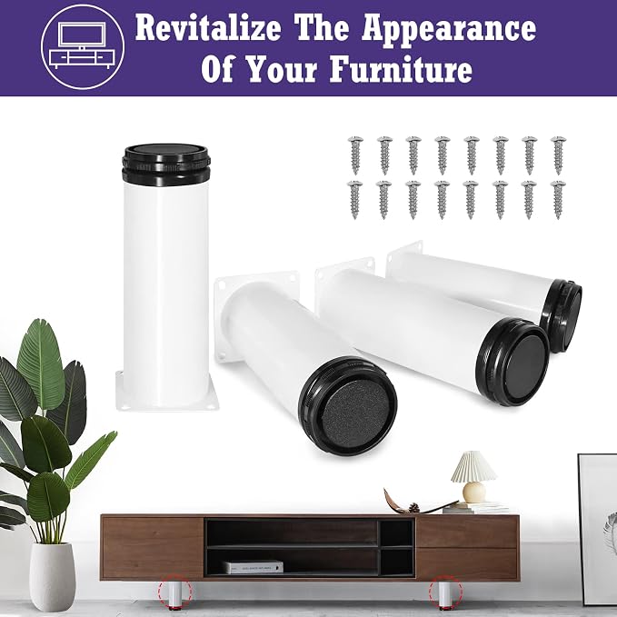 7 Inch Metal Furniture Legs Stainless Steel Adjustable Legs White Metal Legs - Image 2