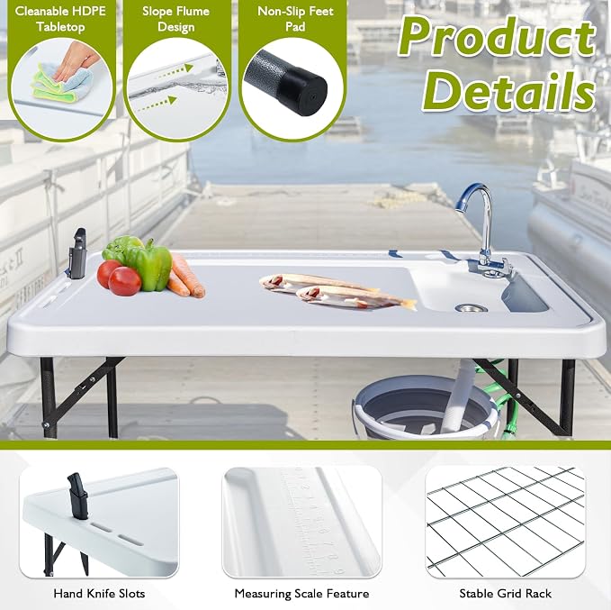Folding Fish Cleaning Table Portable Camping Sink - Image 3