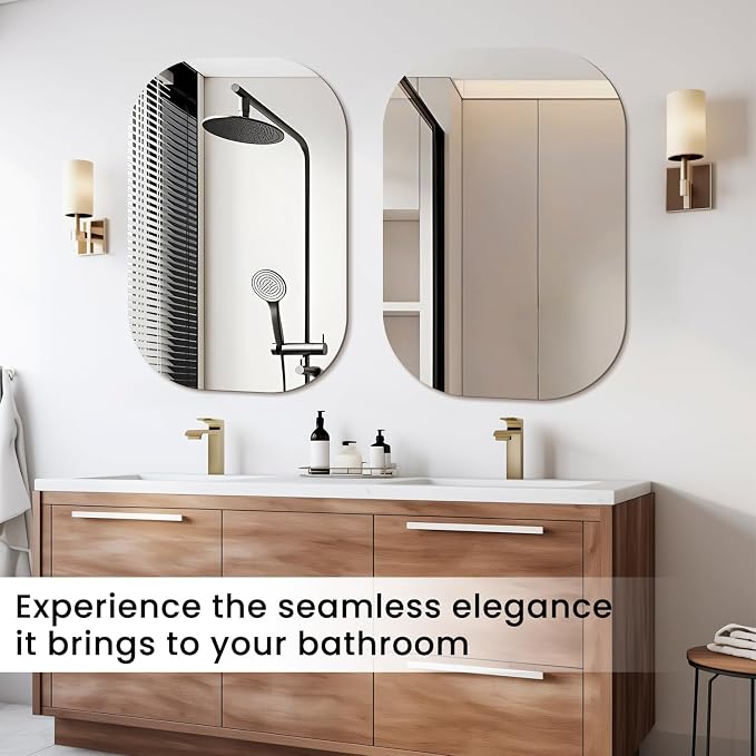 VASUHOME Frameless Bathroom Mirror, 24 x 36 Inch Wall Vanity Mirror, Large Wall - Image 6