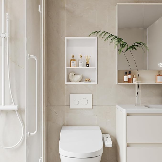 Neodrain 12X18 Inch White Double Shelf Stainless Steel Shower Niche, No Tile - Image 4