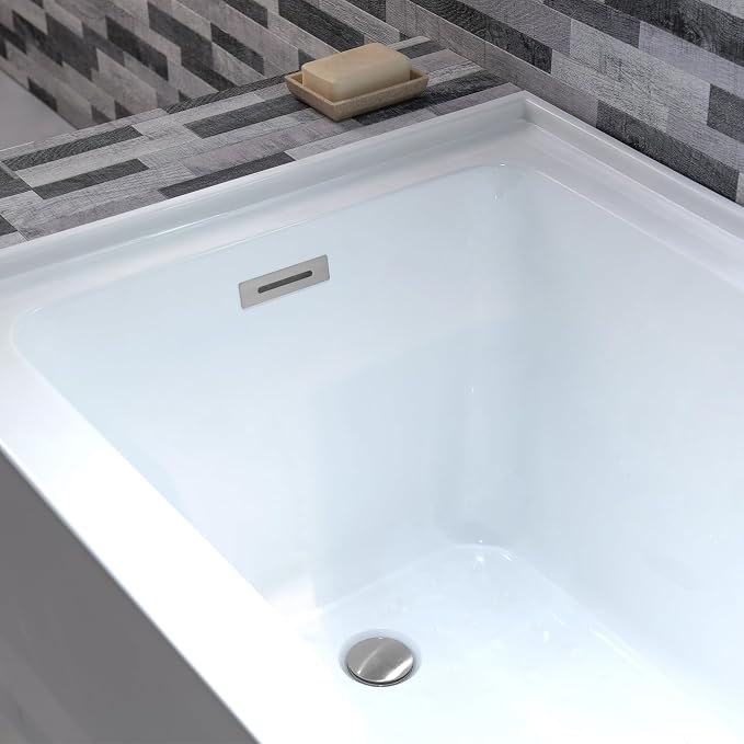 WOODBRIDGE 54" Acrylic Rectangular Alcove Soaking Bathtub in White - Image 7