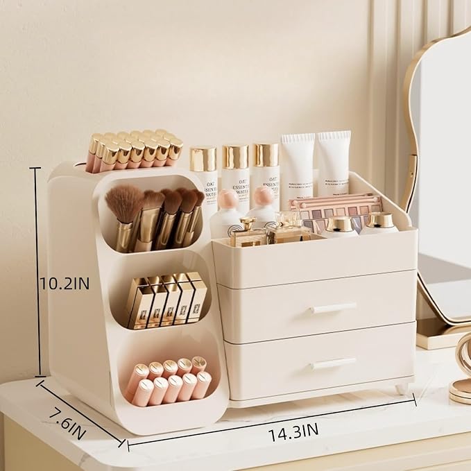 Makeup Organizer with Drawers for Vanity, Spacious Cosmetic Display Case - Image 2