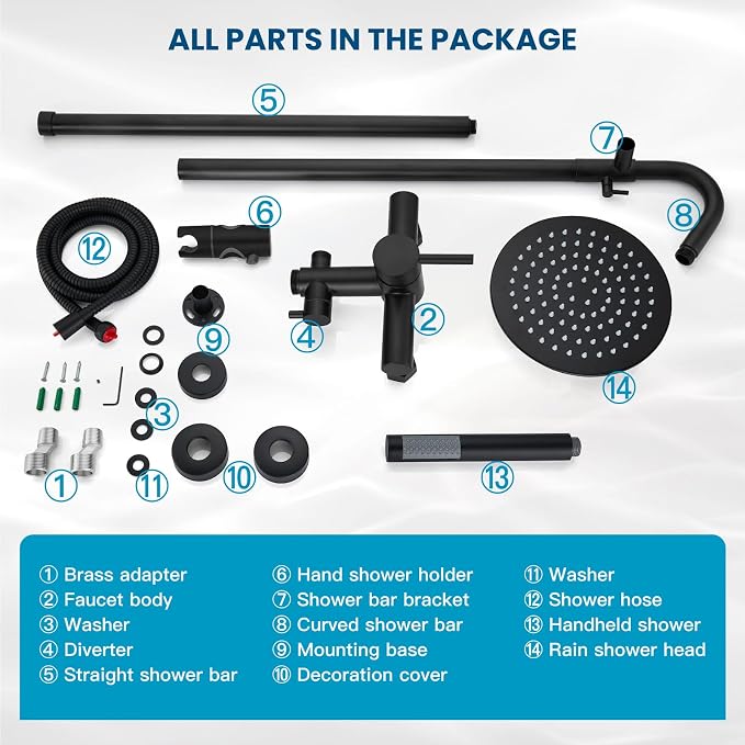 gotonovo SUS304 Outdoor Shower Fixture High Pressure Shower System Wall Mount 2 - Image 9