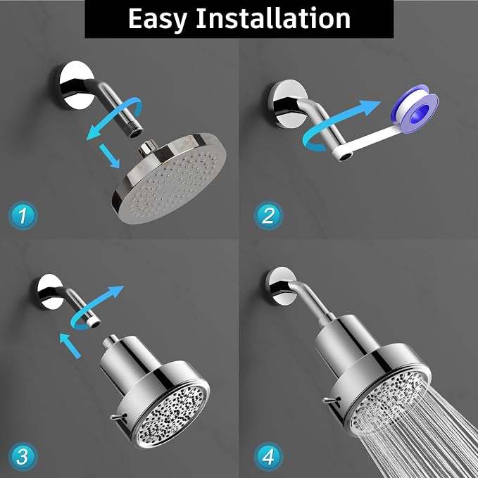 FEELSO Filtered Shower Head, High Pressure 6 Spray Modes Shower Head - Image 8