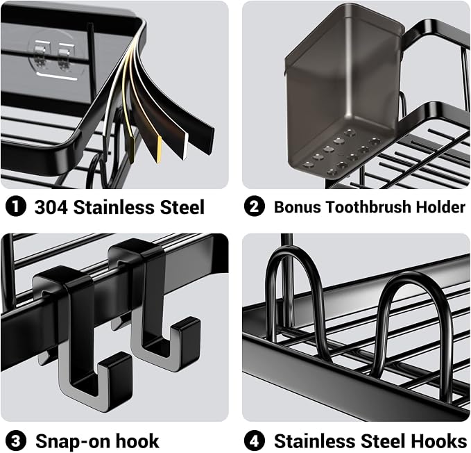 Corner Shower Caddy, 2 Pack Adhesive Shower Corner Organizer Shelves, No - Image 4