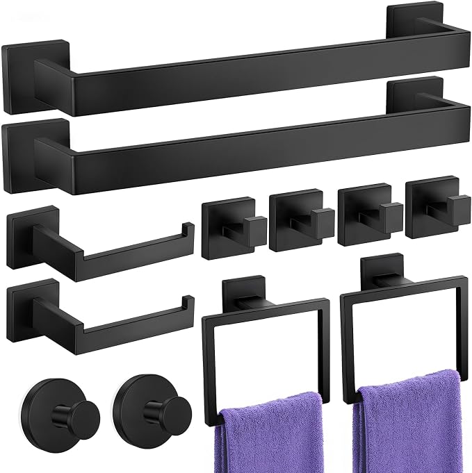 Bathroom Hardware Accessories Set: 12-Pieces Bath Towel Bar Set, Towel Racks by UPRONE