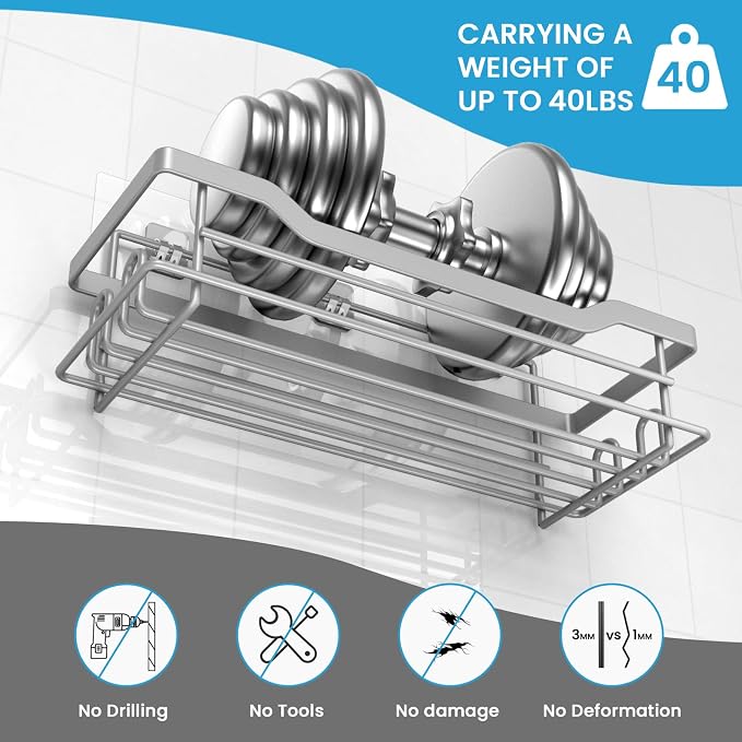 Shower Caddy Shelves Organizer, Single Pack, No Drilling Wall Mounted Self - Image 6