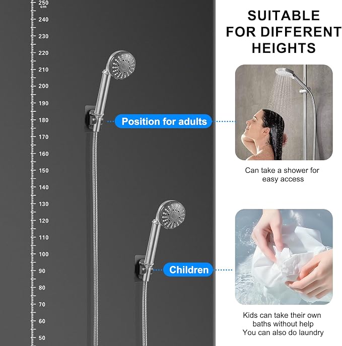 2Pcs Strong Adjustable Shower Head Holder Adhesive- Wall Mounted Heavy Duty - Image 3