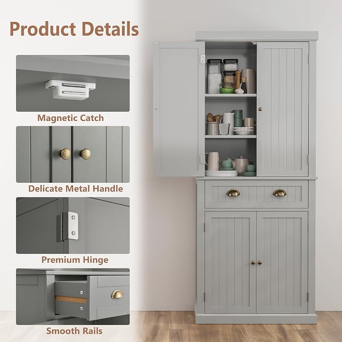 72" Kitchen Pantry, Tall Storage Cabinets - Image 5