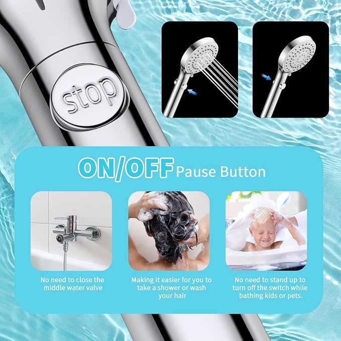 FASDUNT Shower Head with Handheld, Filtered Shower Head with 80" Extra Long Hose - Image 6