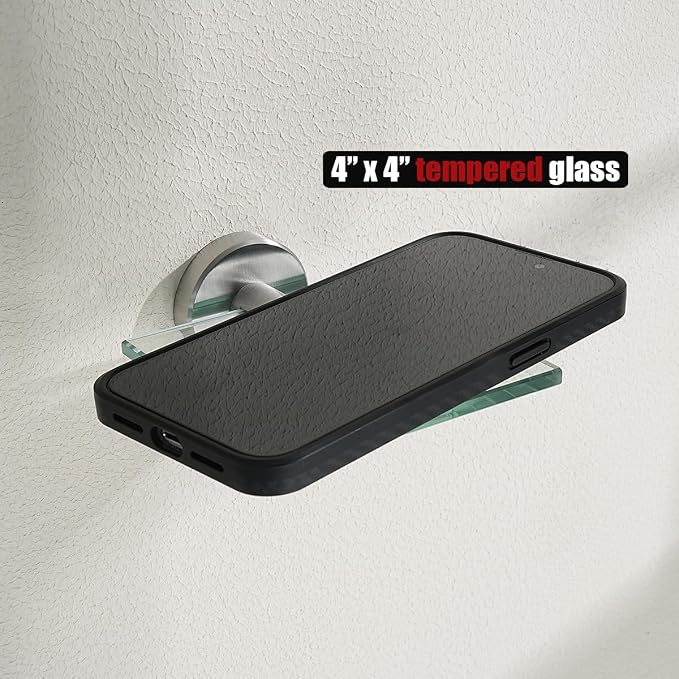 JQK Small Floating Glass Shelves Brushed, 4 Inch Display Ledges - Image 7