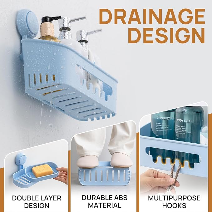 LEVERLOC Shower Caddy Suction Cup Set Shower Organizer & Soap Holder & - Image 5
