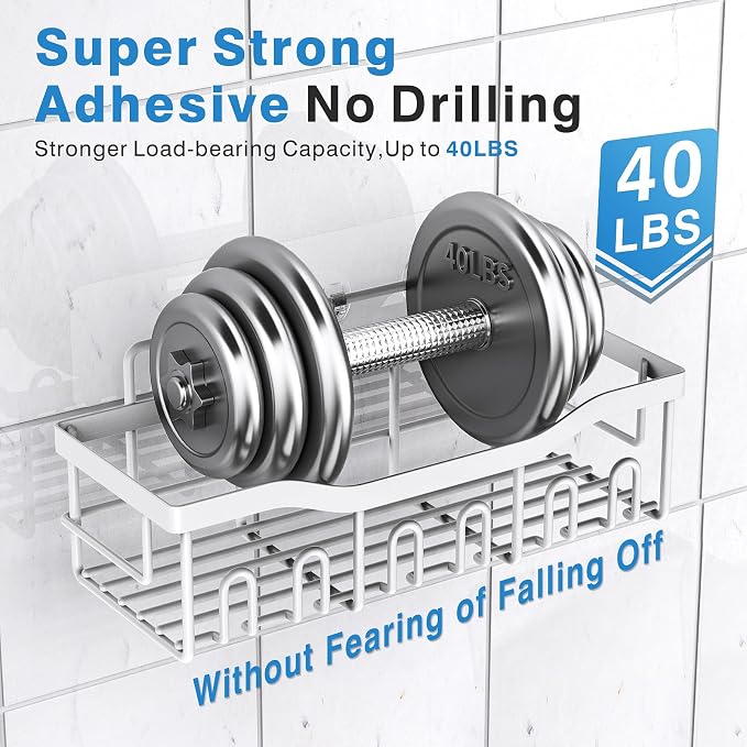 Shower Caddy 2 Pack, Adhesive Shower Organizer - Image 4