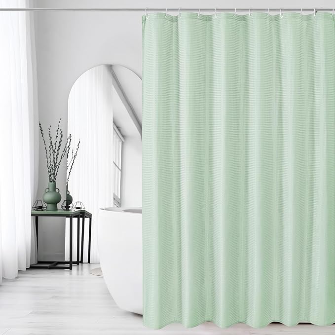 Gibelle Extra Long Shower Curtain 72 x 84, Tall Waffle Weave Textured Fabric - Image 6