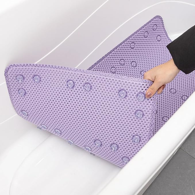Bathtub Mat Non Slip 36” X 17” Purple Shower Mat Soft Foam Bath Mats - Image 4