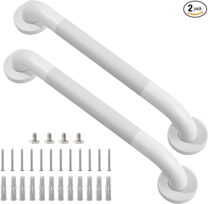 Shower Grab Bar, 2 Pack 16 Inch White Bathroom Grab Bar, 1.25" Diameter 304 by Rackickyer
