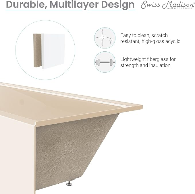 Voltaire 54" X 30" Left-Hand Drain Alcove Bathtub - Image 8