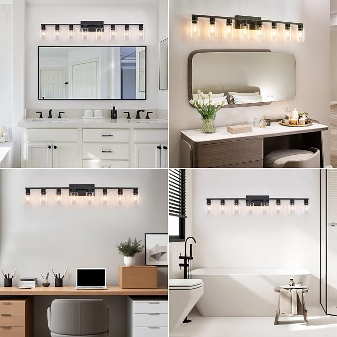 8 Light Bathroom Vanity Light, Matte Black Bathroom Vanity Lights Over Mirror - Image 7