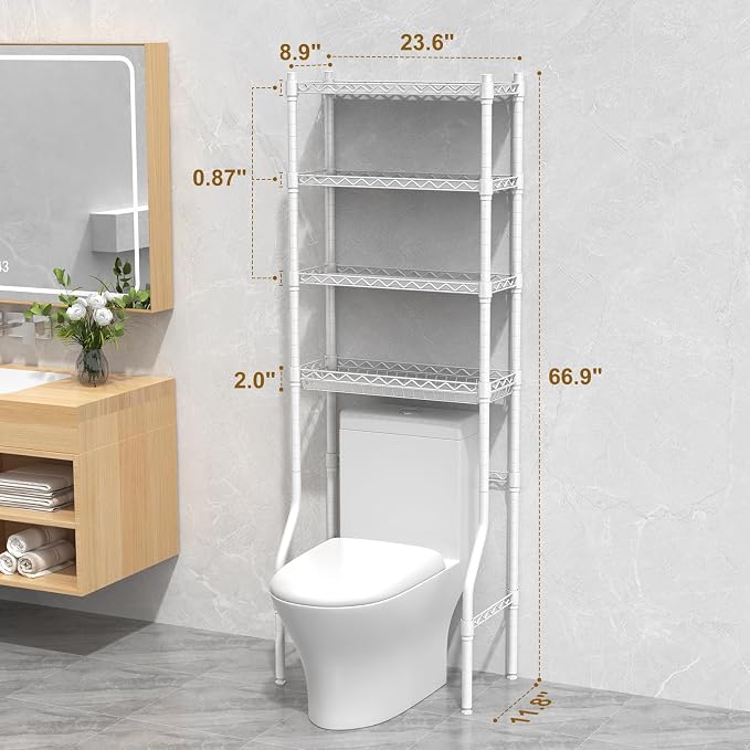 EAGMAK 4 Tier Over The Toilet Storage Rack, Bathroom Organizers and Storage - Image 2