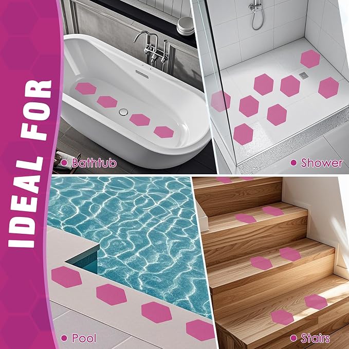 S&X 24 Pcs Non Slip Bathtub Stickers, Oversized Anti Slip Shower Treads - Image 6