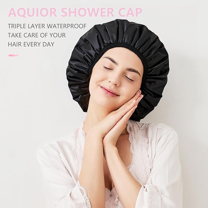 Aquior Shower Cap, Terry Lined Shower Cap - Image 3