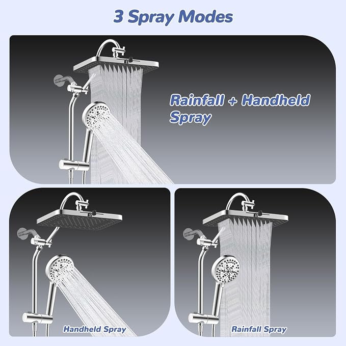 Hibbent Upgraded cUPC Certified 13'' Shower Head Combo, High Pressure 5 Spray - Image 4