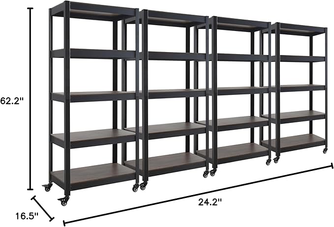 HOMEDANT House 5-Tier Metal Rolling Cart Shelf Rack Casters Heavy Duty - Image 2