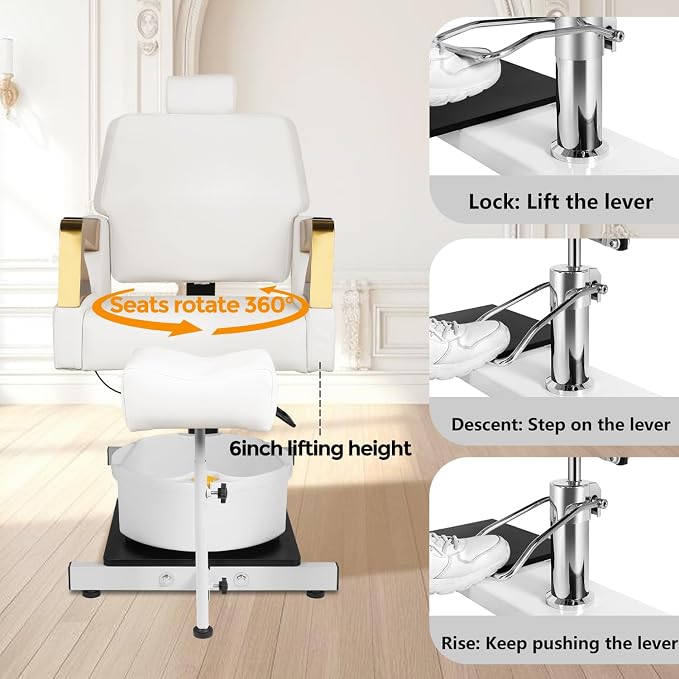 Pedicure Chair, Pedicure Station No Plumbing Adjustable Height Reclining - Image 4