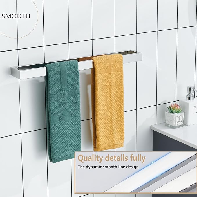 KOKOSIRI Towel Holder Chrome Bath Towel Bar Rack 24-Inch Kitchen Holder - Image 4