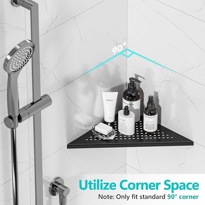 Bathroom Corner Shelf, Recessed 10" Shower Shelf Caddy, SUS304 Stainless Steel - Image 3