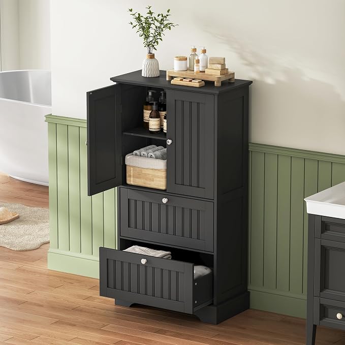 Treocho Bathroom Floor Cabinet, Freestanding Kitchen Pantry Cupboard - Image 7