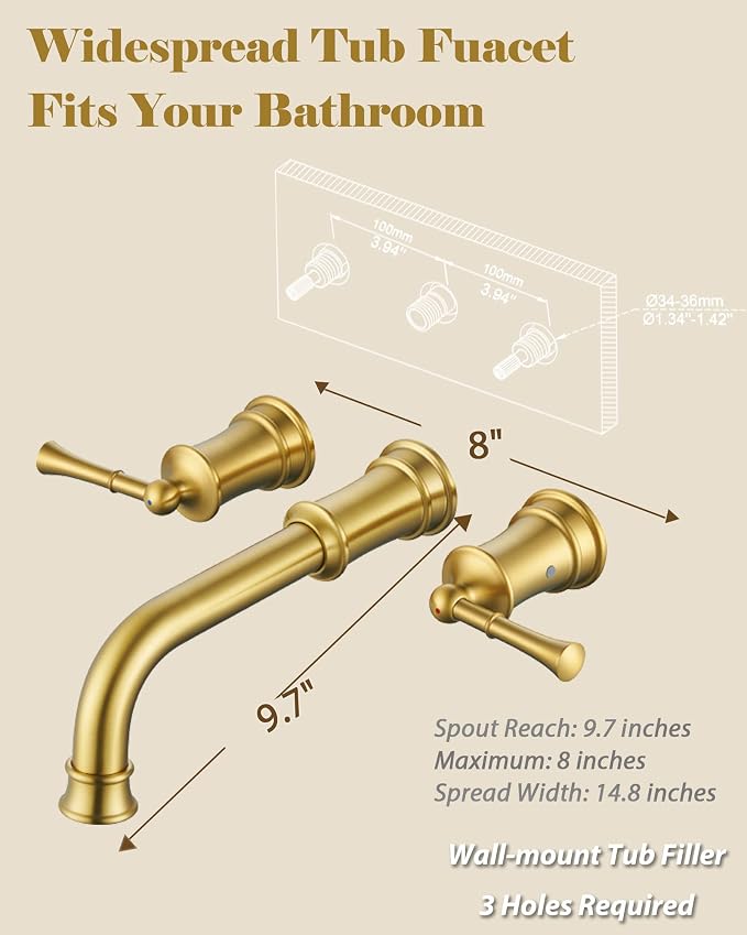High Flow Wall Mount Tub Filler - Image 5