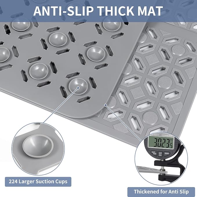 OTHWAY Square Shower Mat, TPE Anti Slip Shower Mat - Image 2
