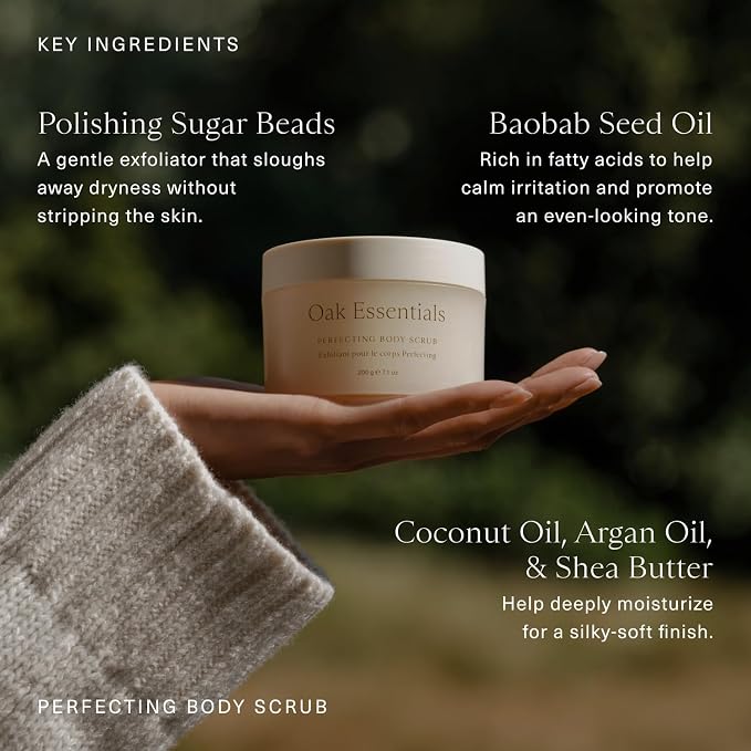 Oak Essentials Perfecting Body Scrub | Gentle Sugar Body Exfoliator - Image 5