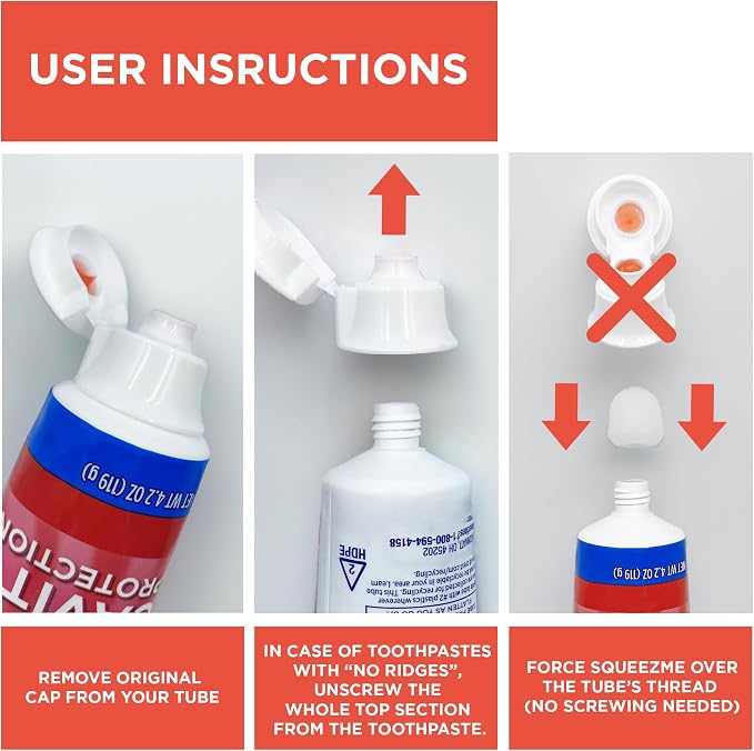 Chrome Cherry SqueezMe Self-Closing Toothpaste Caps, Silicone Lid - Image 6