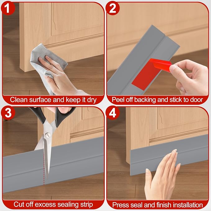 MYFAMIREA Door Weather Stripping 3IN x 20FT Door Draft Stopper Seal Tape - Image 5