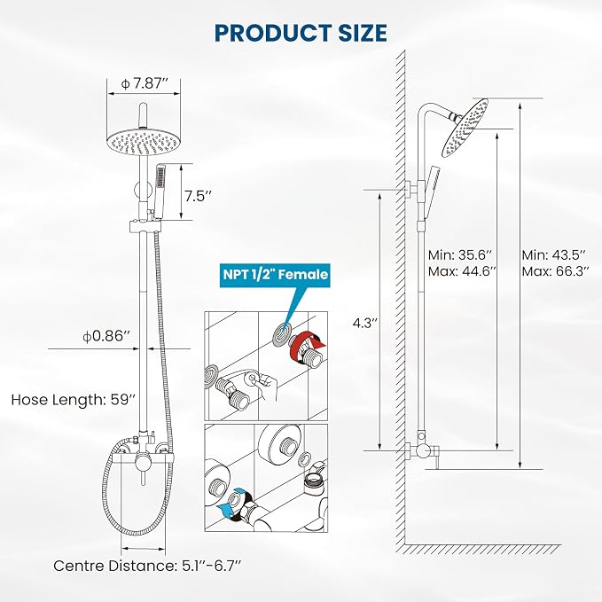 gotonovo SUS304 Outdoor Shower Fixture High Pressure Shower System Wall Mount 2 - Image 3