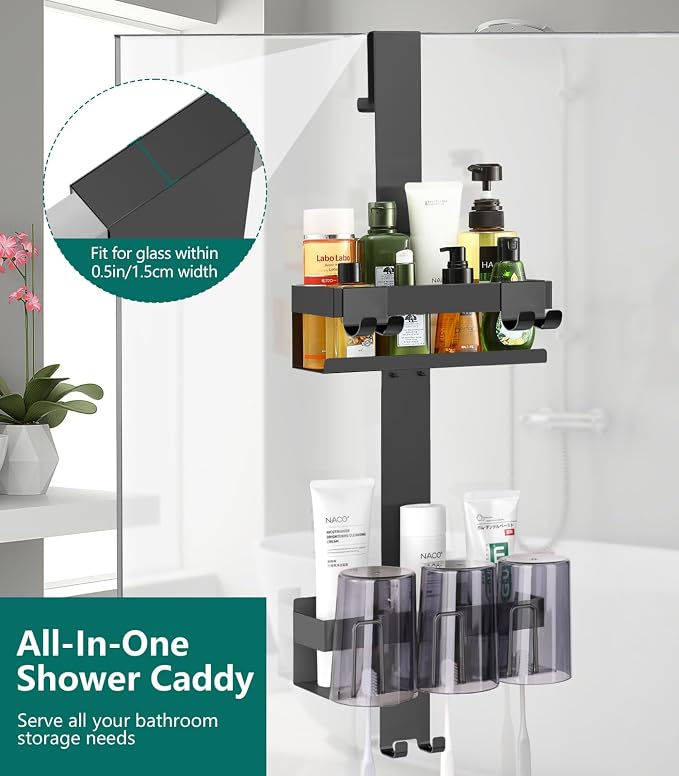 Emibele Over The Door Shower Caddy 2 Tier, 304 Stainless Steel Hanging Shower - Image 2