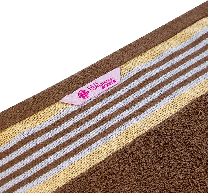CASA COPENHAGEN He & She 2 Pieces Large Bath Sheet Set- Brown + Beige, 550 GSM - Image 5
