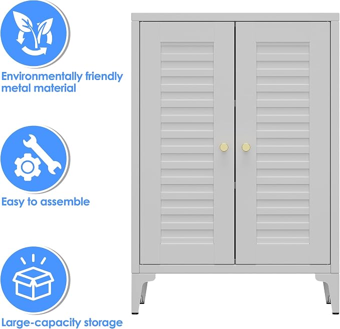 Bathroom Floor Storage Cabinet, Metal Storage Cabinet - Image 6