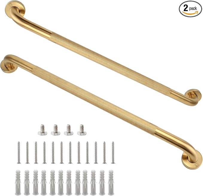 Shower Grab Bar, 2 Pack 32 Inch Gold Bathroom Grab Bar, 1.25" Diameter 304 by Rackickyer
